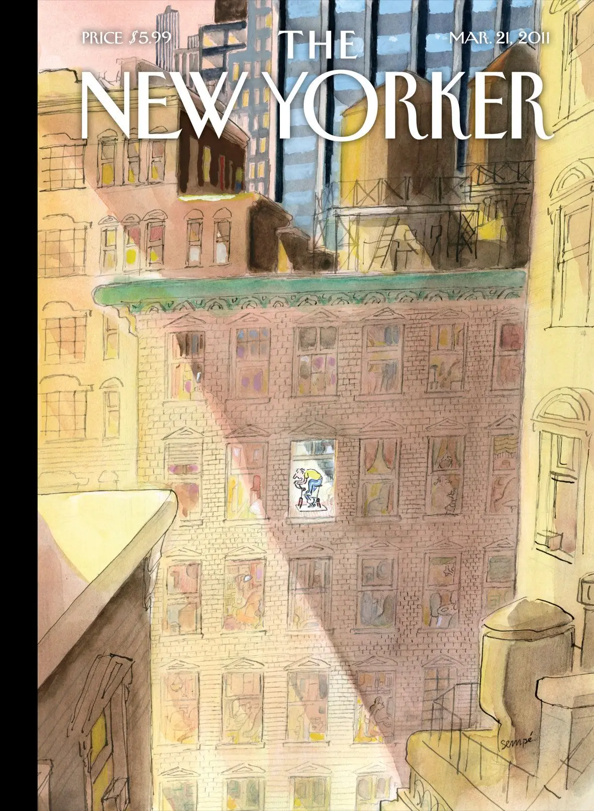 Обложка The New Yorker, 21 марта 2011: В пути, художник Жан-Жак Сампе