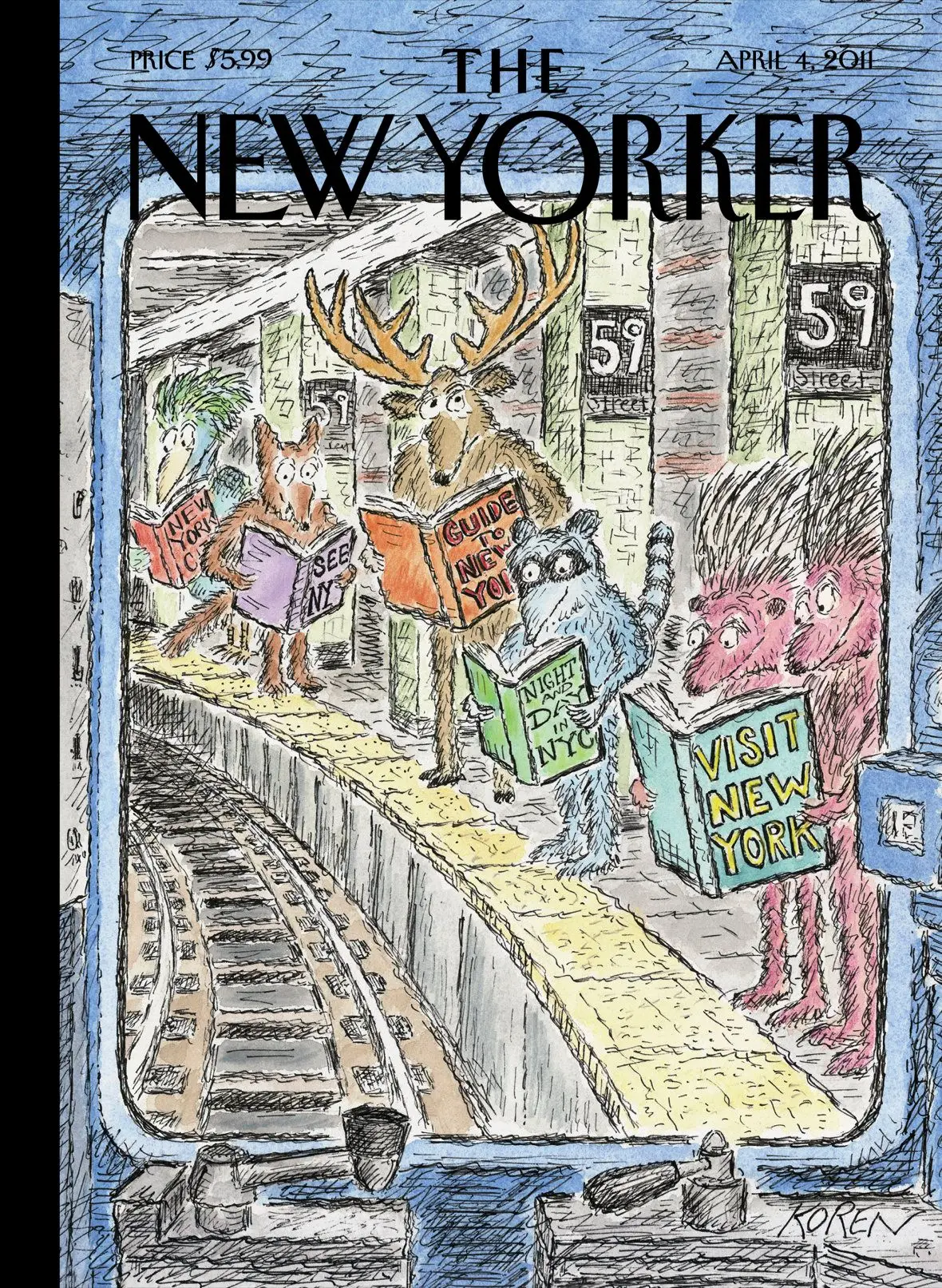 Обложка The New Yorker, 4 апреля 2011: В пути, художник Эдвард Корен