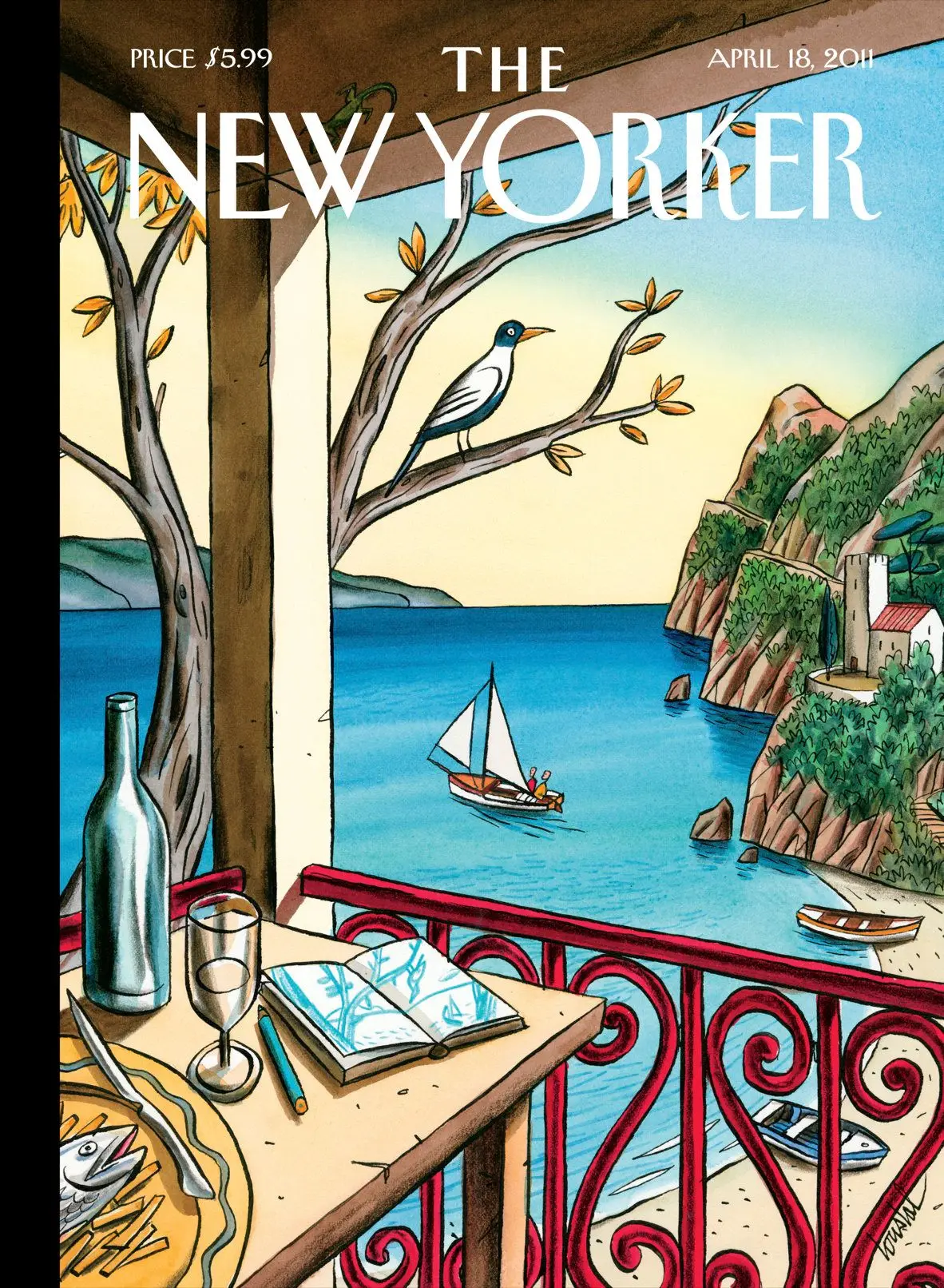 Обложка The New Yorker, 18 апреля 2011: Рисуя в ожидании, художник Жак де Лусталь