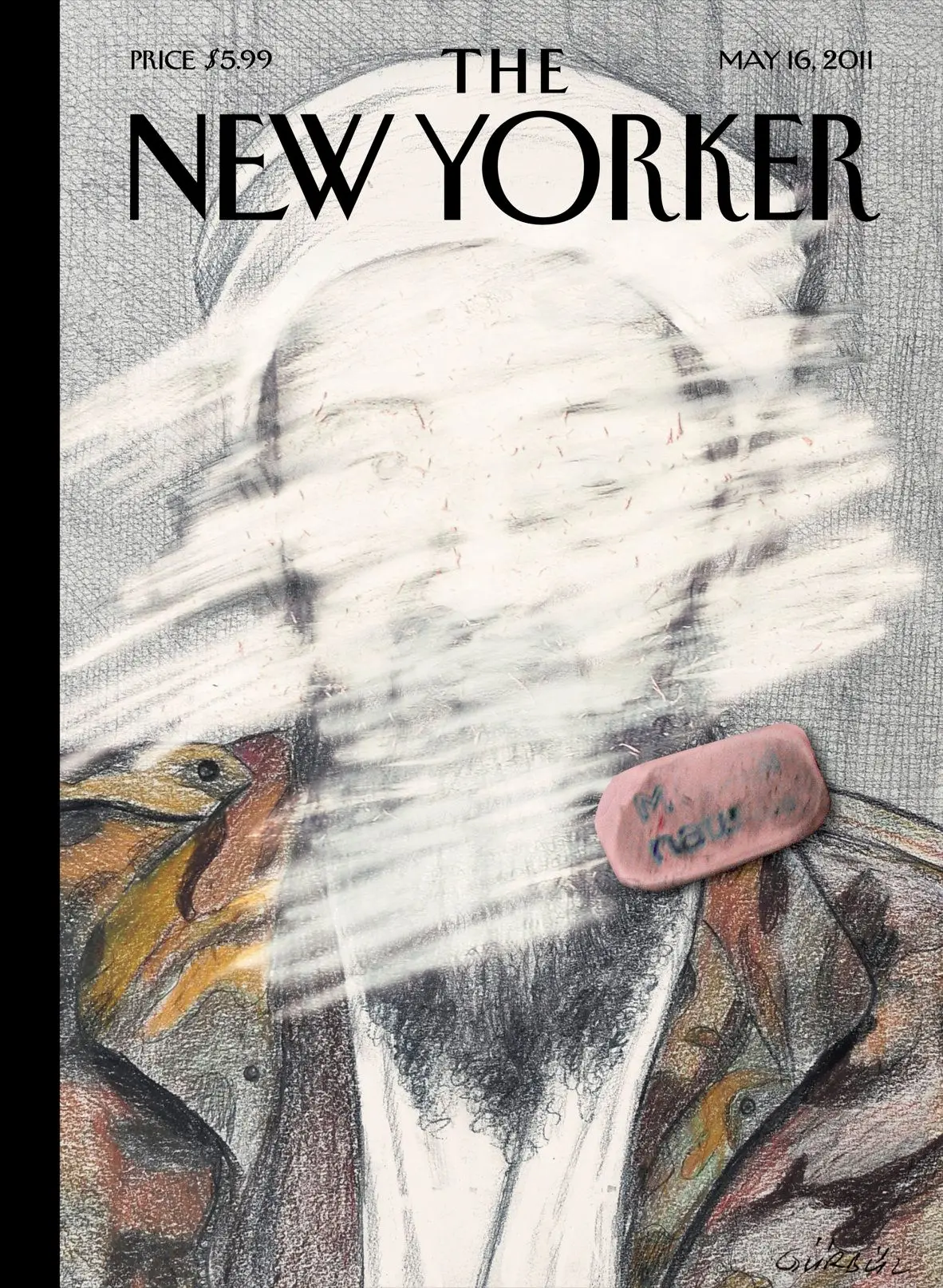 Обложка The New Yorker, 16 мая 2011: Стёртый, художник Гюрбюз Доган Экшиоглу