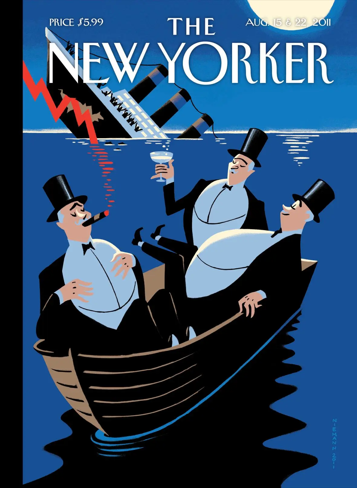 Обложка The New Yorker, 15 августа 2011: SOS, художник Кристоф Ниман