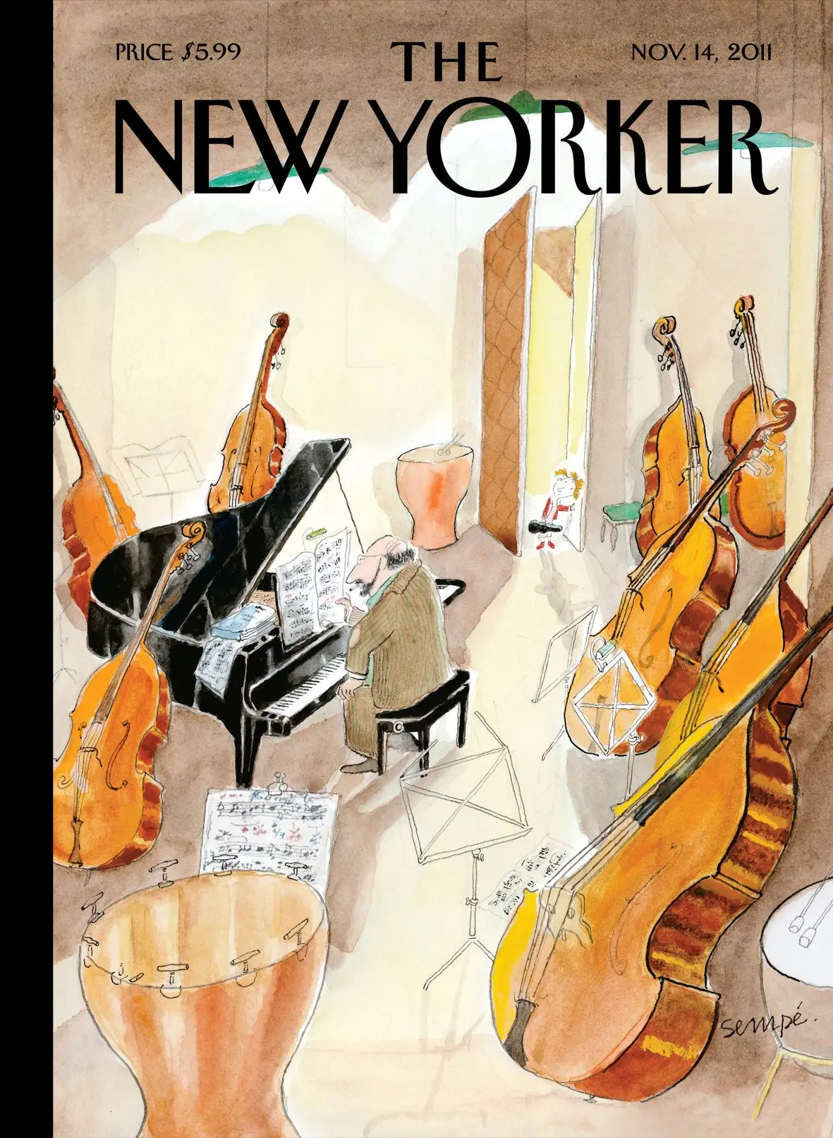 Обложка The New Yorker, 14 ноября 2011: Разные масштабы, художник Жан-Жак Сампе