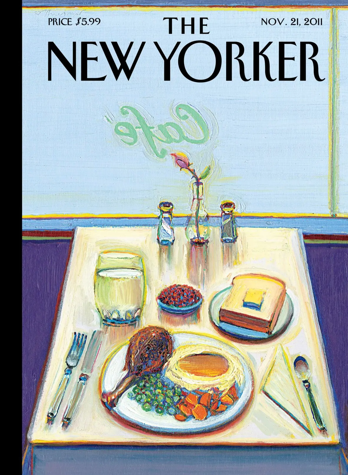 Обложка The New Yorker, 21 ноября 2011: Ужин с индейкой, художник Уэйн Тибо