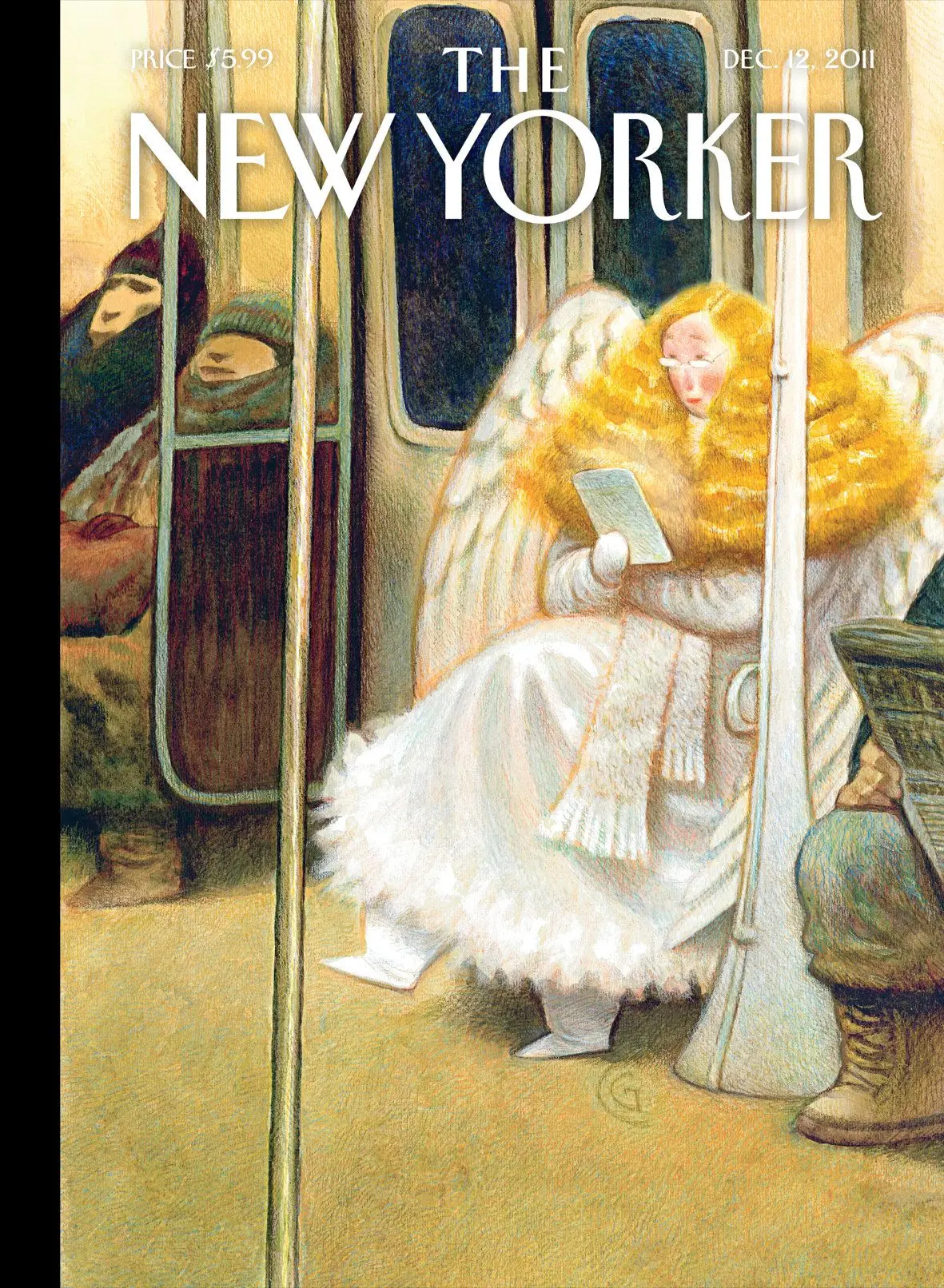 Обложка The New Yorker, 12 декабря 2011: Ангел в метро, художник Картер Гудрич