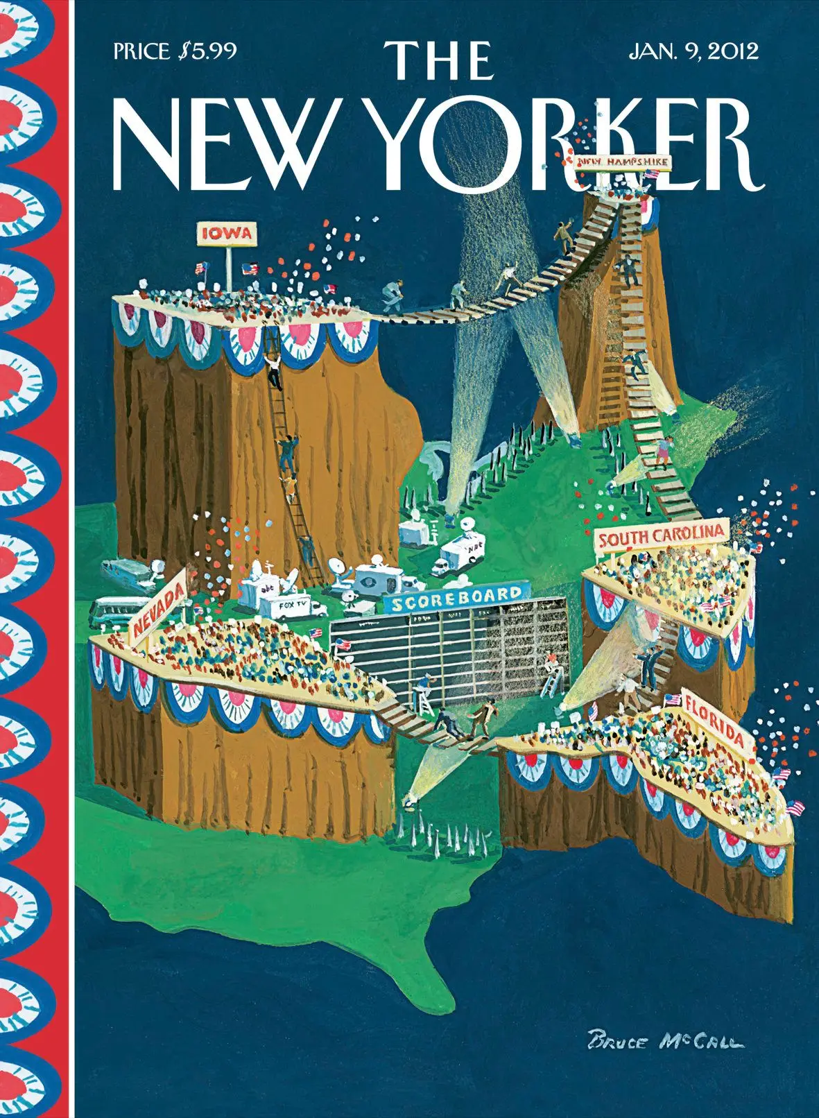 Обложка The New Yorker, 9 января 2012: Змеи и лестницы, художник Брюс Макколл