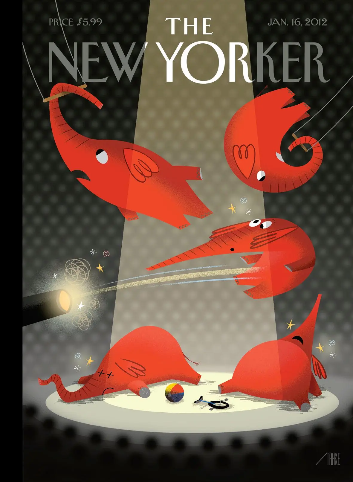 Обложка The New Yorker, 16 января 2012: Политический цирк, художник Боб Стейк