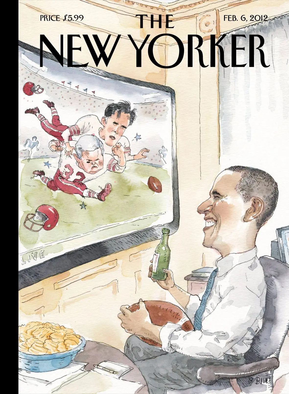 Обложка The New Yorker, 6 февраля 2012: Большая игра, художник Барри Блитт