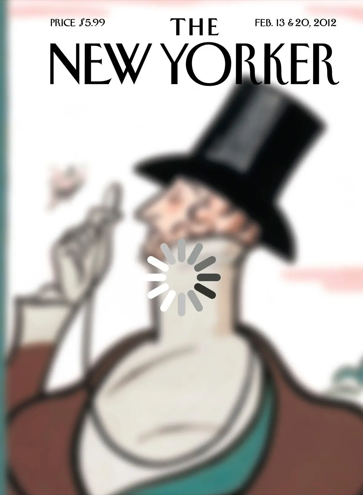 Обложка The New Yorker, 13 февраля 2012: Загрузка…, художник Бретт Калберт, Реа Ирвин