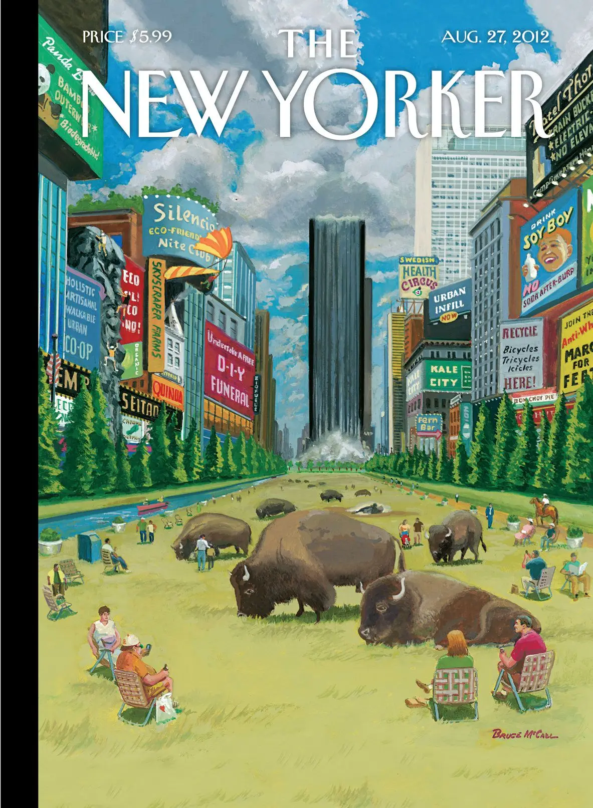 Обложка The New Yorker, 27 августа 2012: Зеленее и больше: Нью-Йорк, художник Брюс Макколл