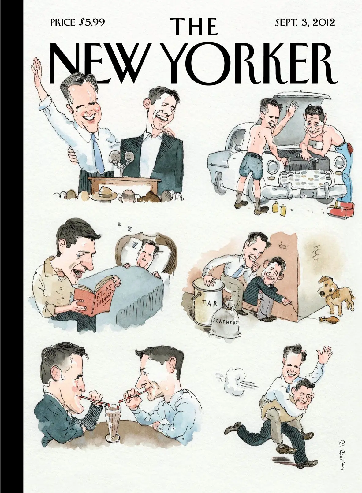 Обложка The New Yorker, 3 сентября 2012: Мужская дружба, художник Барри Блитт
