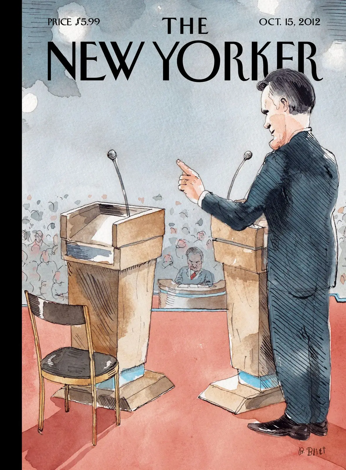 Обложка The New Yorker, 15 октября 2012: Один на один, художник Барри Блитт