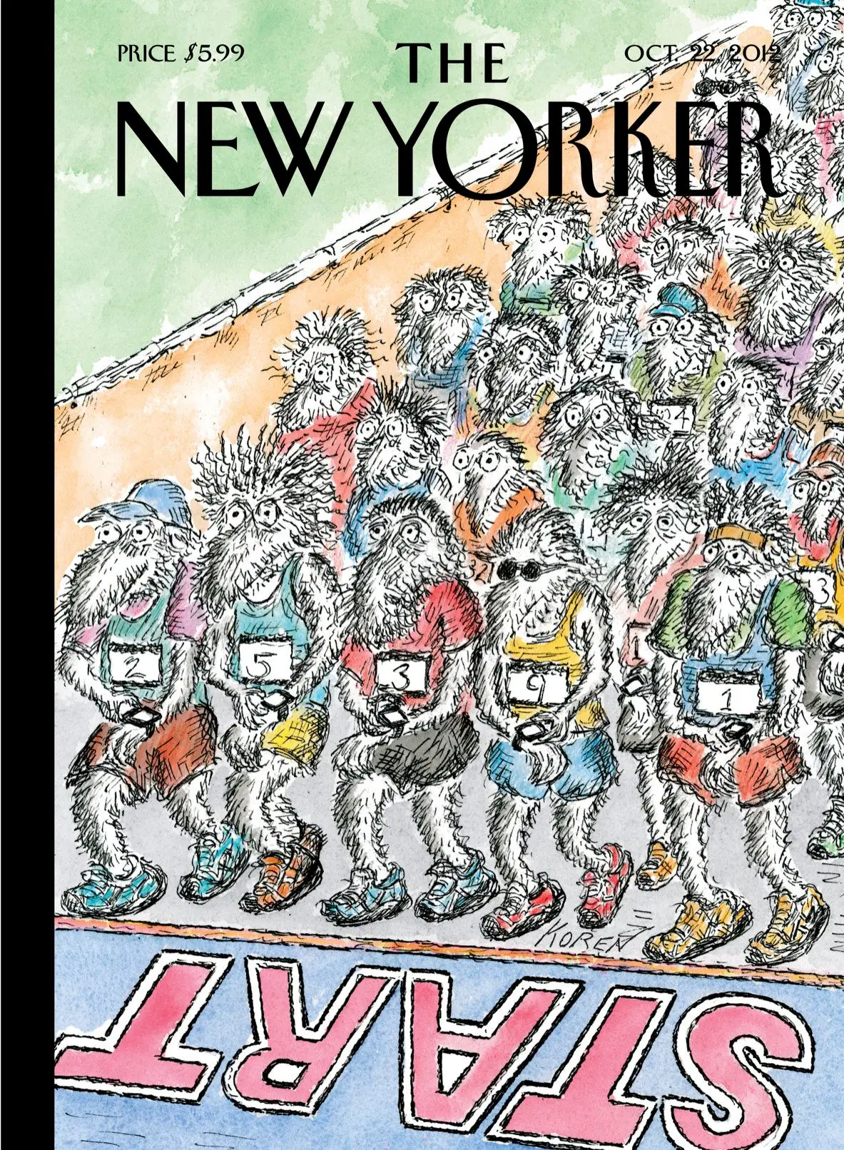 Обложка The New Yorker, 22 октября 2012: На старт!, художник Эдвард Корен