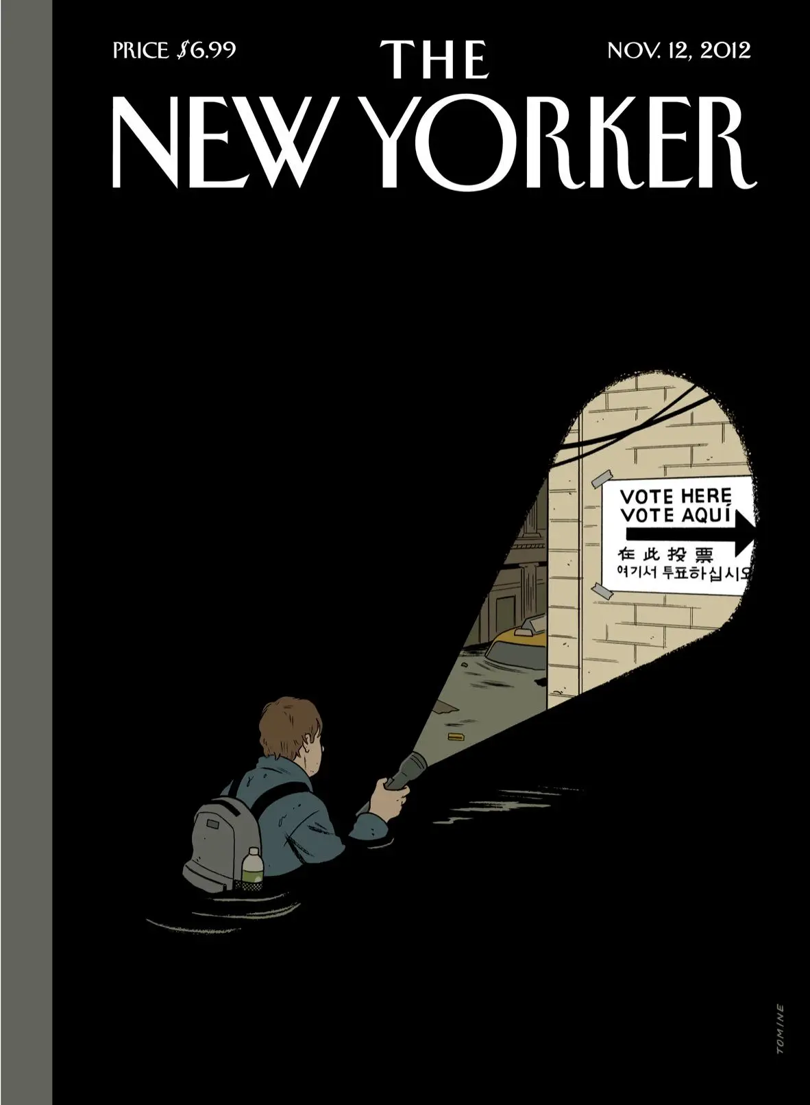 Обложка The New Yorker, 12 ноября 2012: Не сдаваясь, художник Эдриан Томине