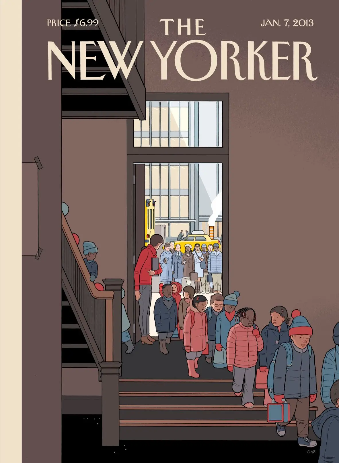 Обложка The New Yorker, 7 января 2013: Порог, художник Крис Уэр