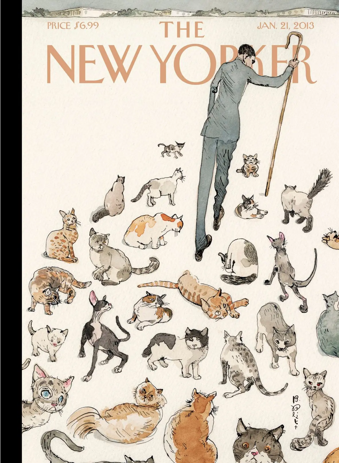 Обложка The New Yorker, 21 января 2013: Пасти котов, художник Барри Блитт
