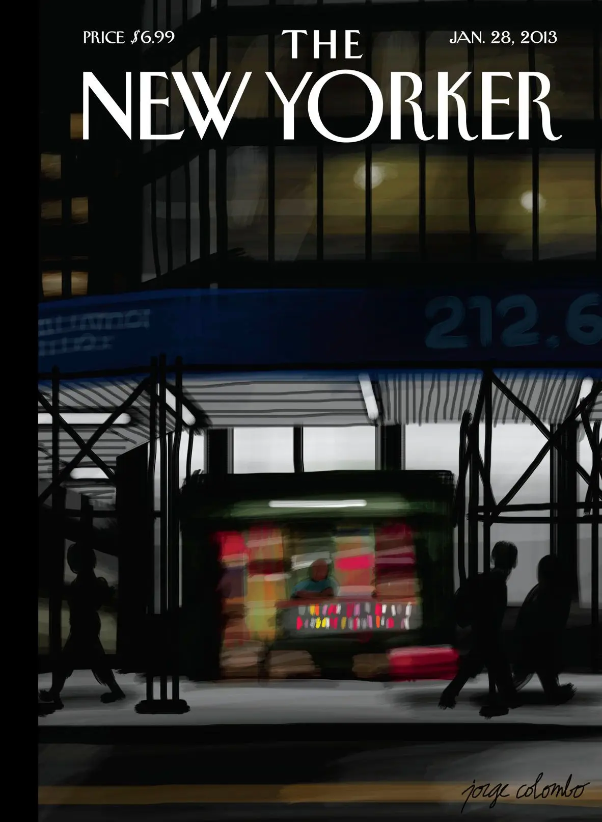 Обложка The New Yorker, 28 января 2013: Газетный киоск, художник Хорхе Коломбо