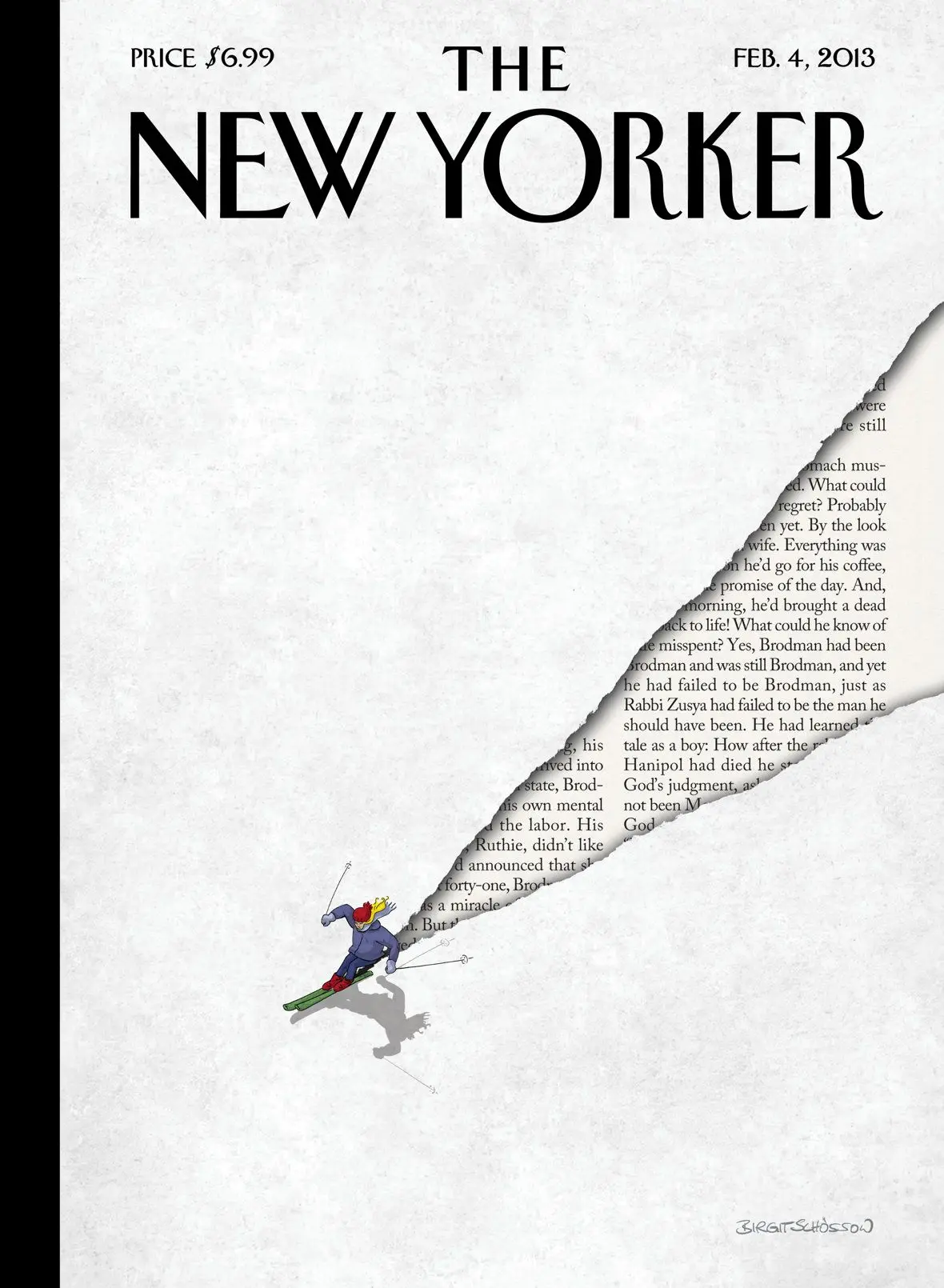 Обложка The New Yorker, 4 февраля 2013: Первые следы, художник Биргит Шёссов