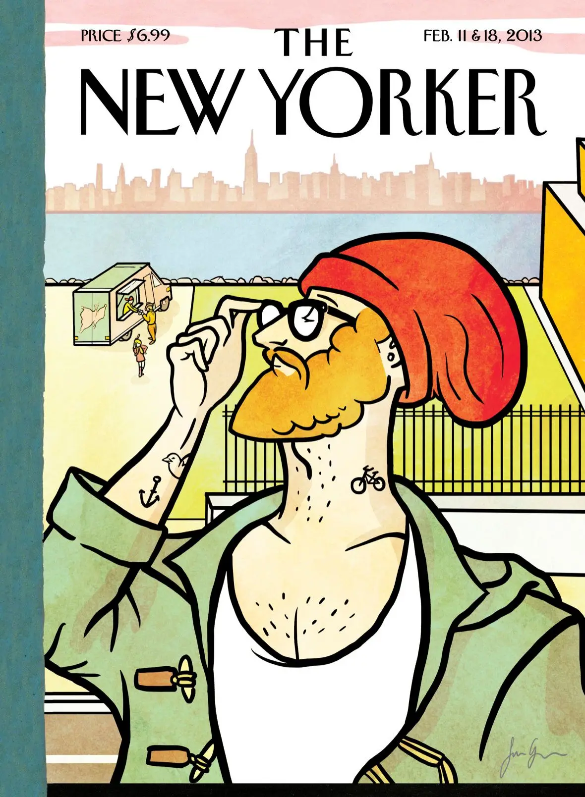 Обложка The New Yorker, 11 февраля 2013: Бруклинский Юстас, художник Саймон Грейнер