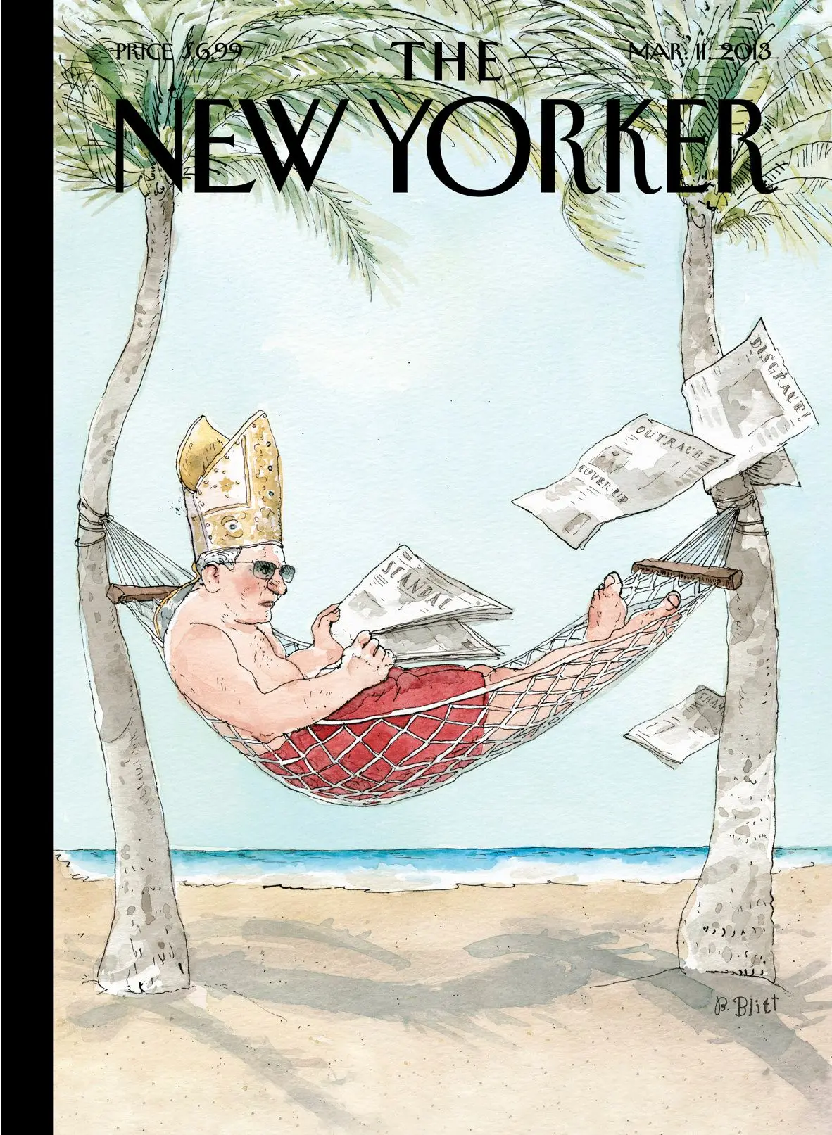 Обложка The New Yorker, 11 марта 2013: Так проходит слава мирская, художник Барри Блитт