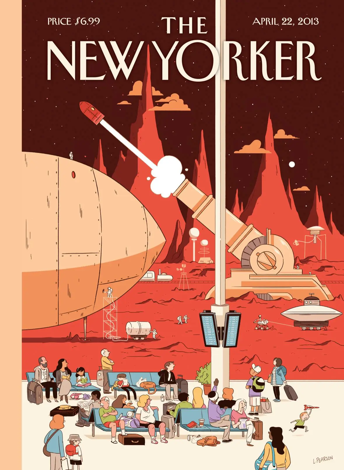 Обложка The New Yorker, 22 апреля 2013: Идёт посадка, художник Люк Пирсон