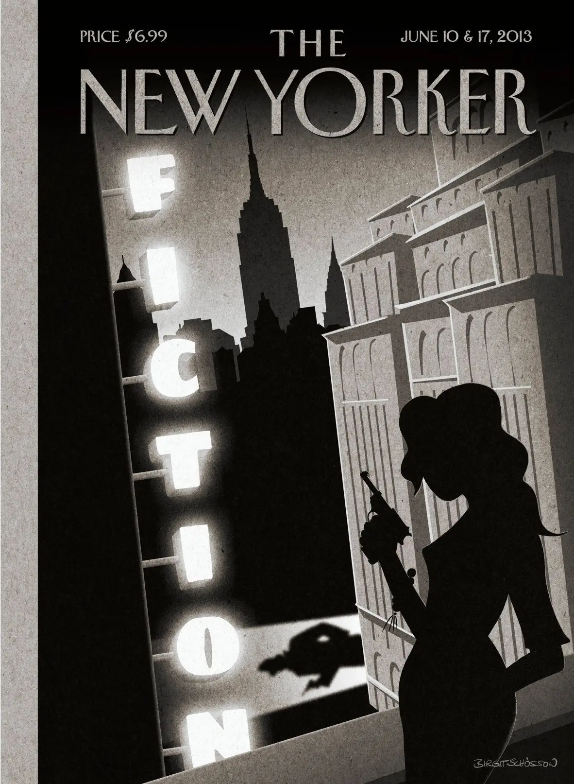 Обложка The New Yorker, 10 июня 2013: Нуар большого города, художник Биргит Шёссов