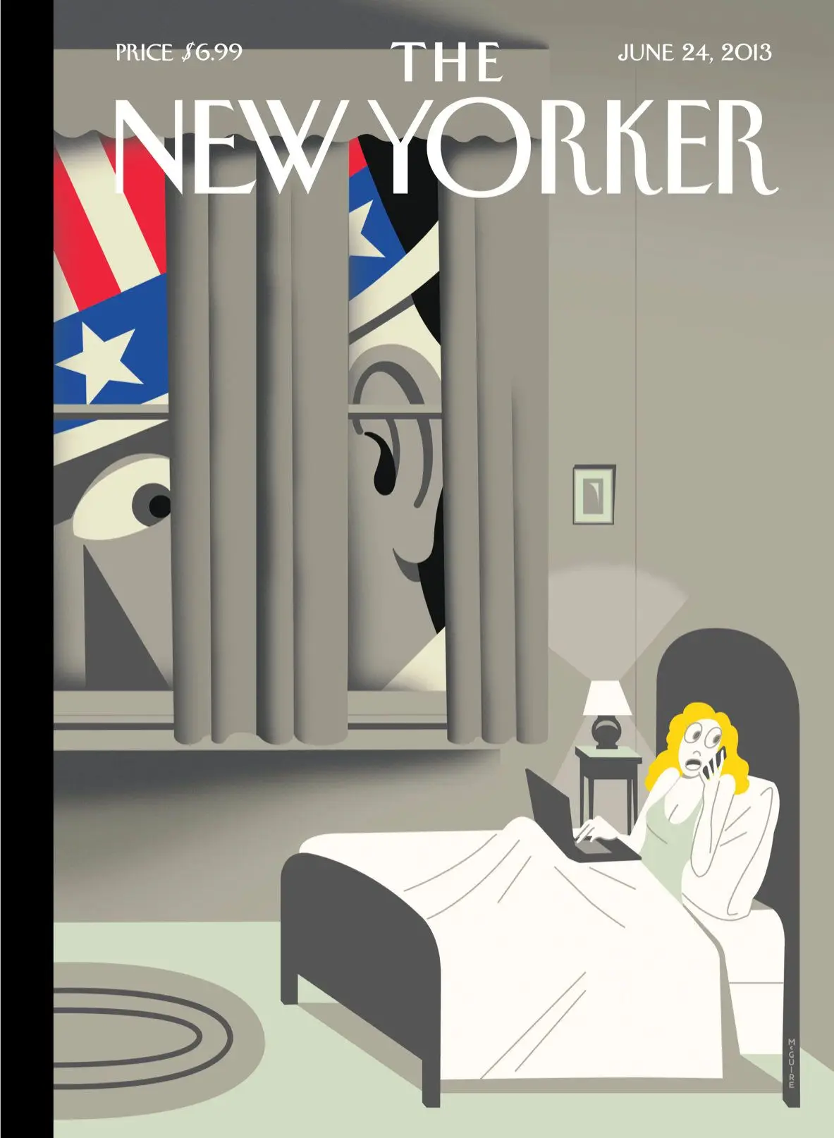 Обложка The New Yorker, 24 июня 2013: Дядя Сэм слушает, художник Ричард Макгуайр