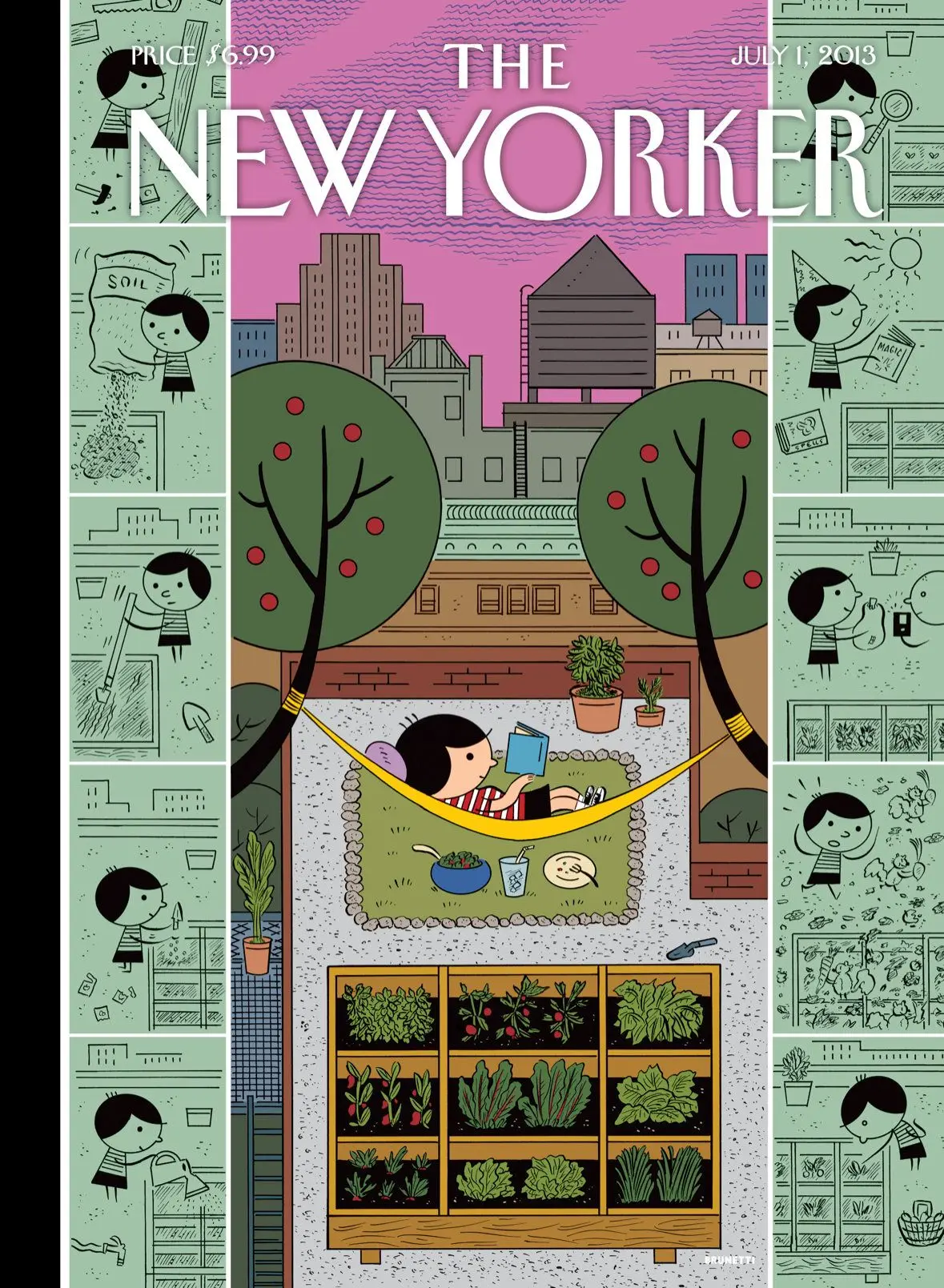 Обложка The New Yorker, 1 июля 2013: Городское блаженство, художник Иван Брунетти