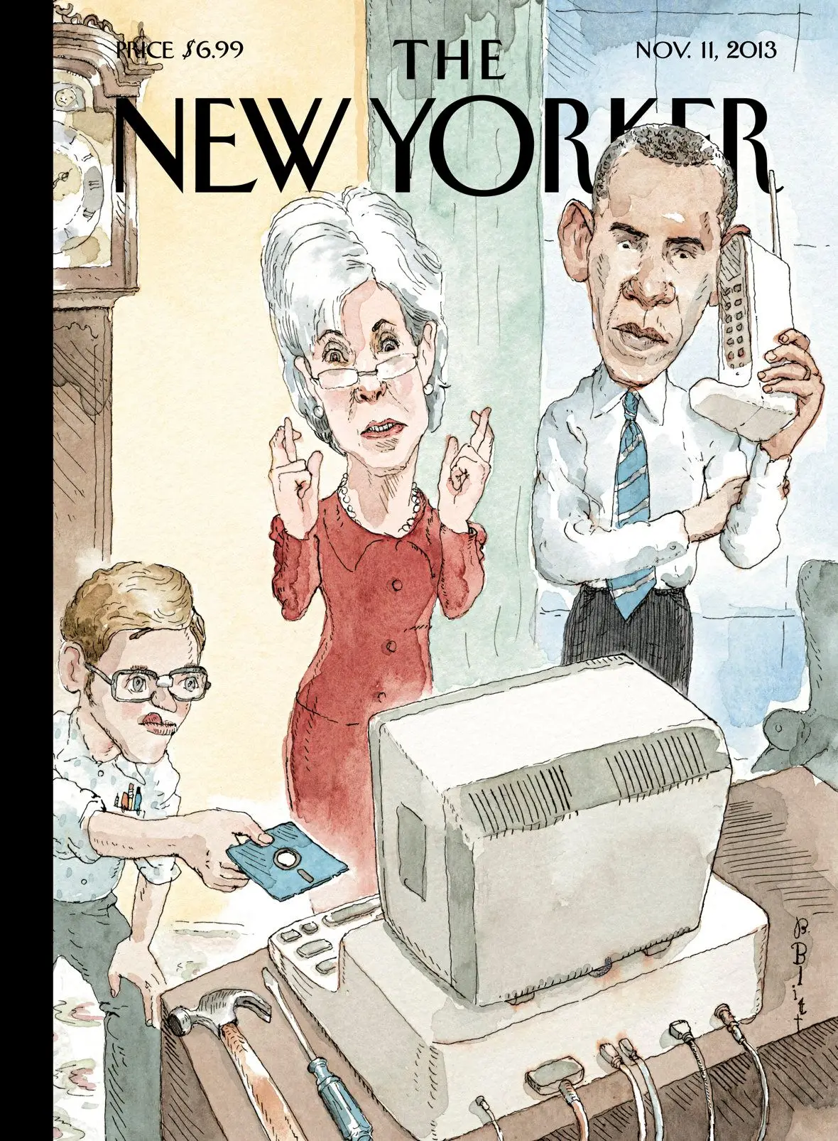 Обложка The New Yorker, 11 ноября 2013: Перезагрузка, художник Барри Блитт