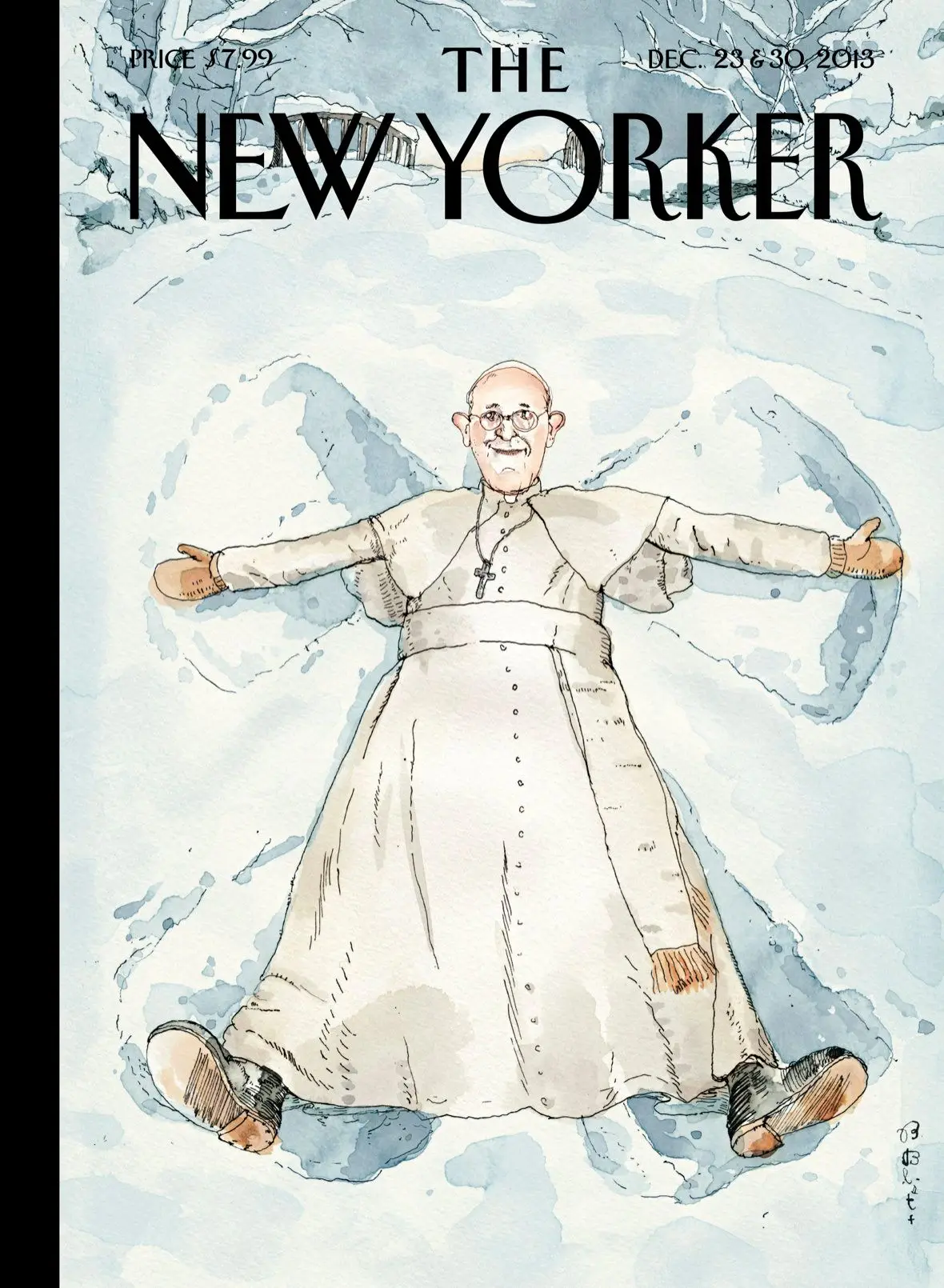 Обложка The New Yorker, 23 декабря 2013: Снежный ангел, художник Барри Блитт