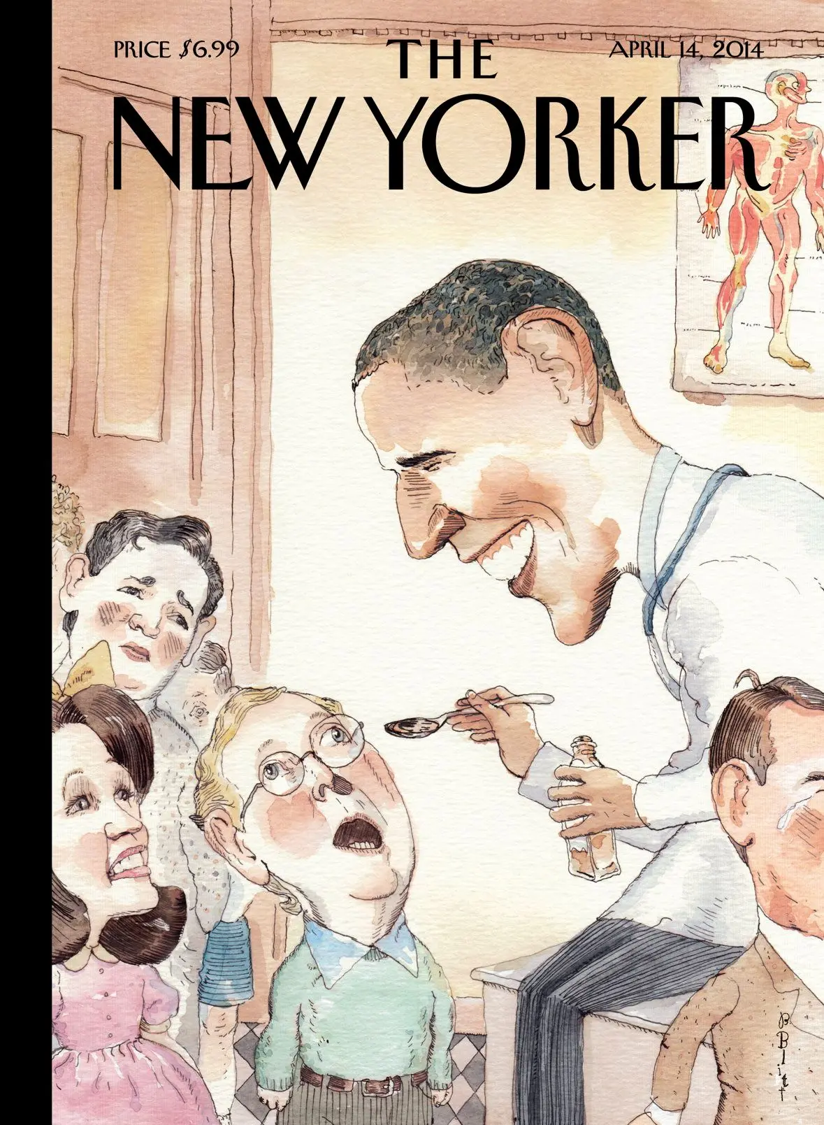 Обложка The New Yorker, 14 апреля 2014: Лучшее лекарство, художник Барри Блитт