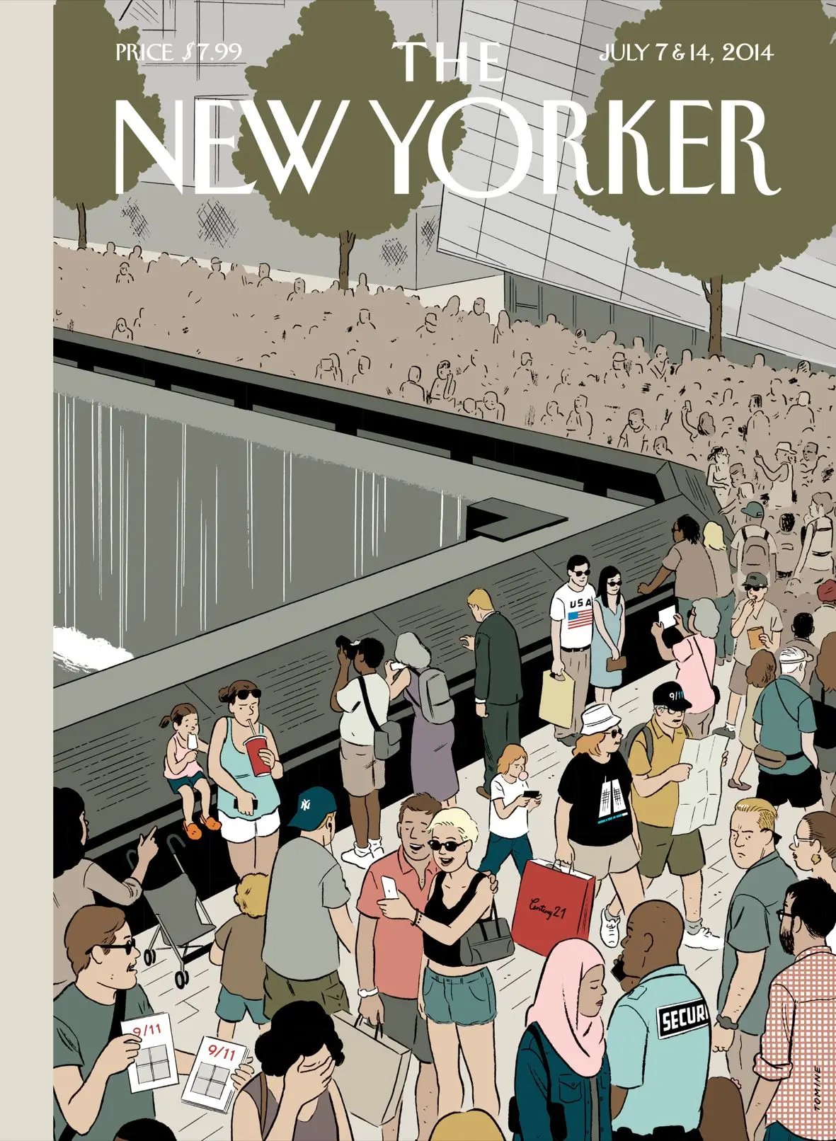 Обложка The New Yorker, 7 июля 2014: Мемориальная площадь, художник Эдриан Томине