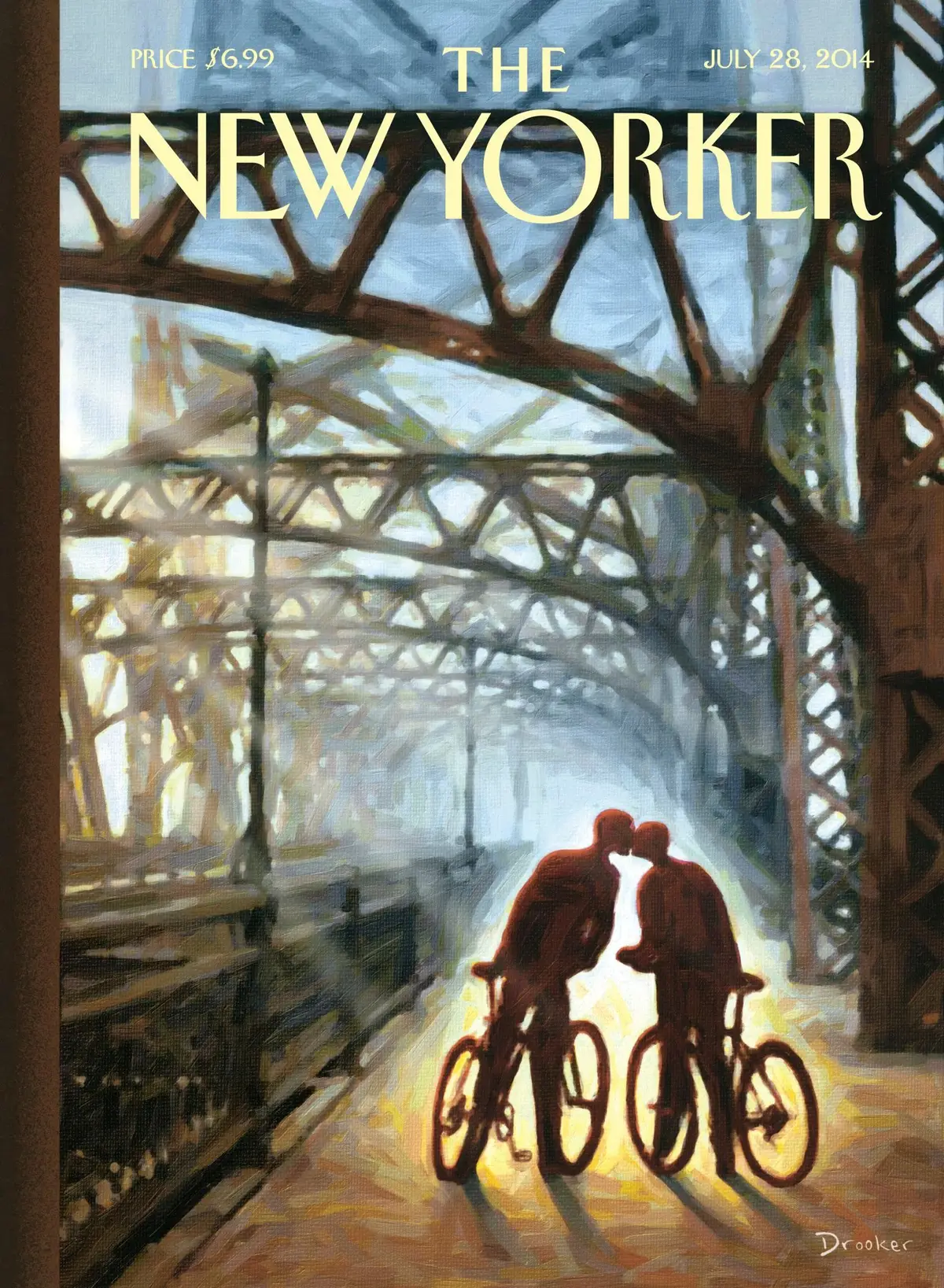Обложка The New Yorker, 28 июля 2014: Мост на Пятьдесят девятой улице, художник Эрик Друкер