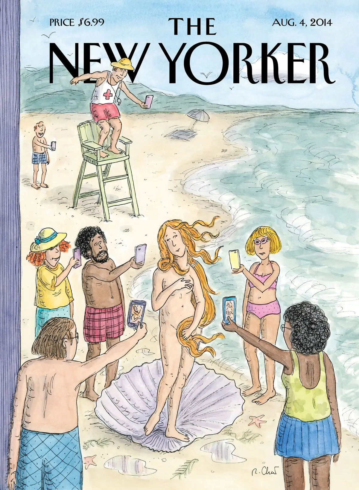 Обложка The New Yorker, 4 августа 2014: Венера на пляже, художник Роз Част