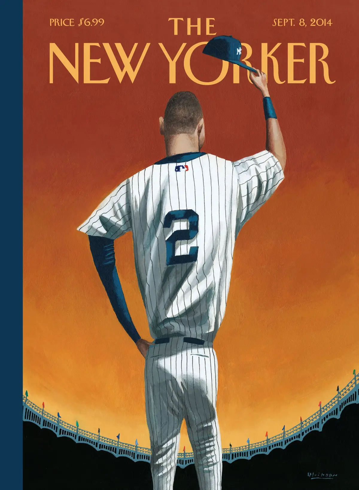 Обложка The New Yorker, 8 сентября 2014: Дерек Джитер уходит, художник Марк Ульриксен