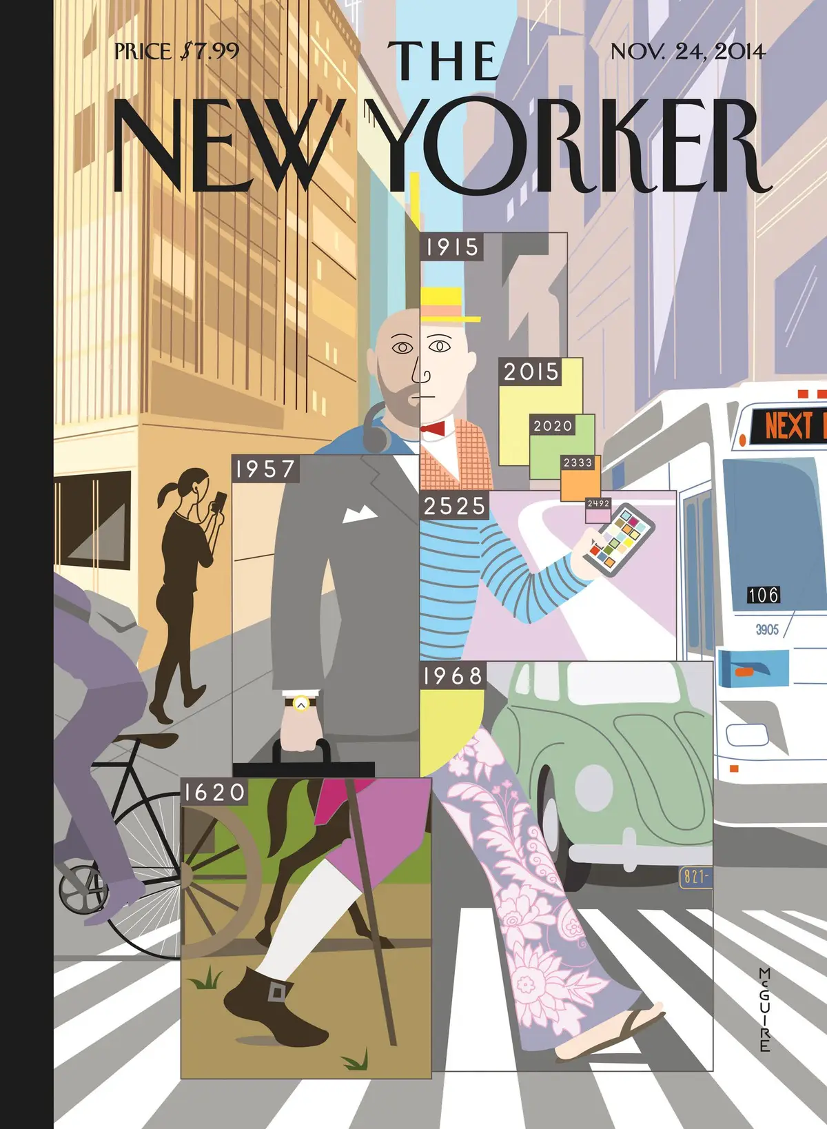 Обложка The New Yorker, 24 ноября 2014: Искривление времени, художник Ричард Макгуайр