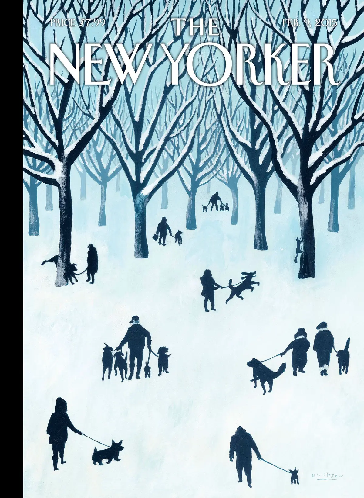 Обложка The New Yorker, 9 февраля 2015: Прогулка по снегу, художник Марк Ульриксен