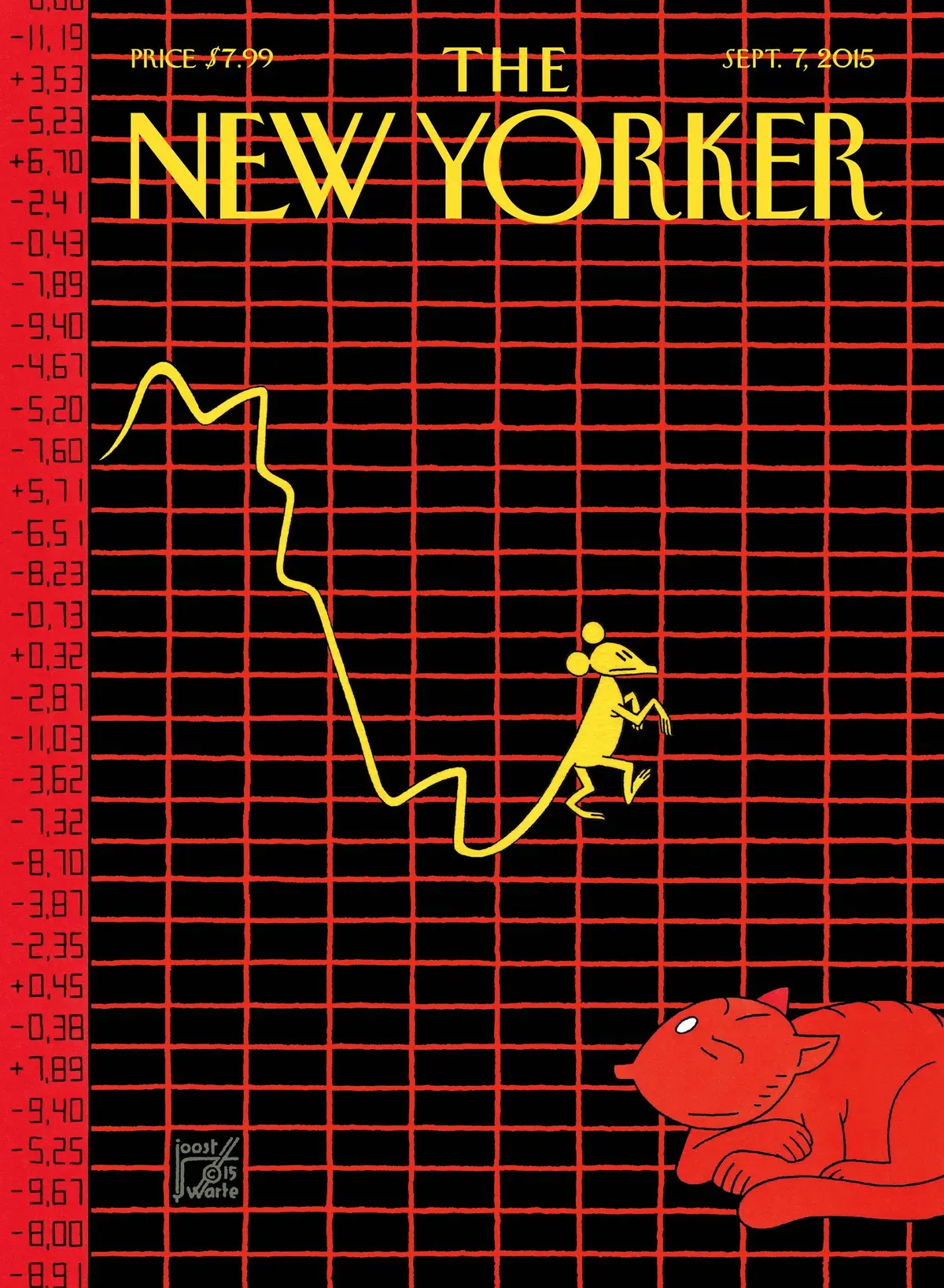 Обложка The New Yorker, 7 сентября 2015: Мышь с Уолл-стрит, художник Йост Сварте