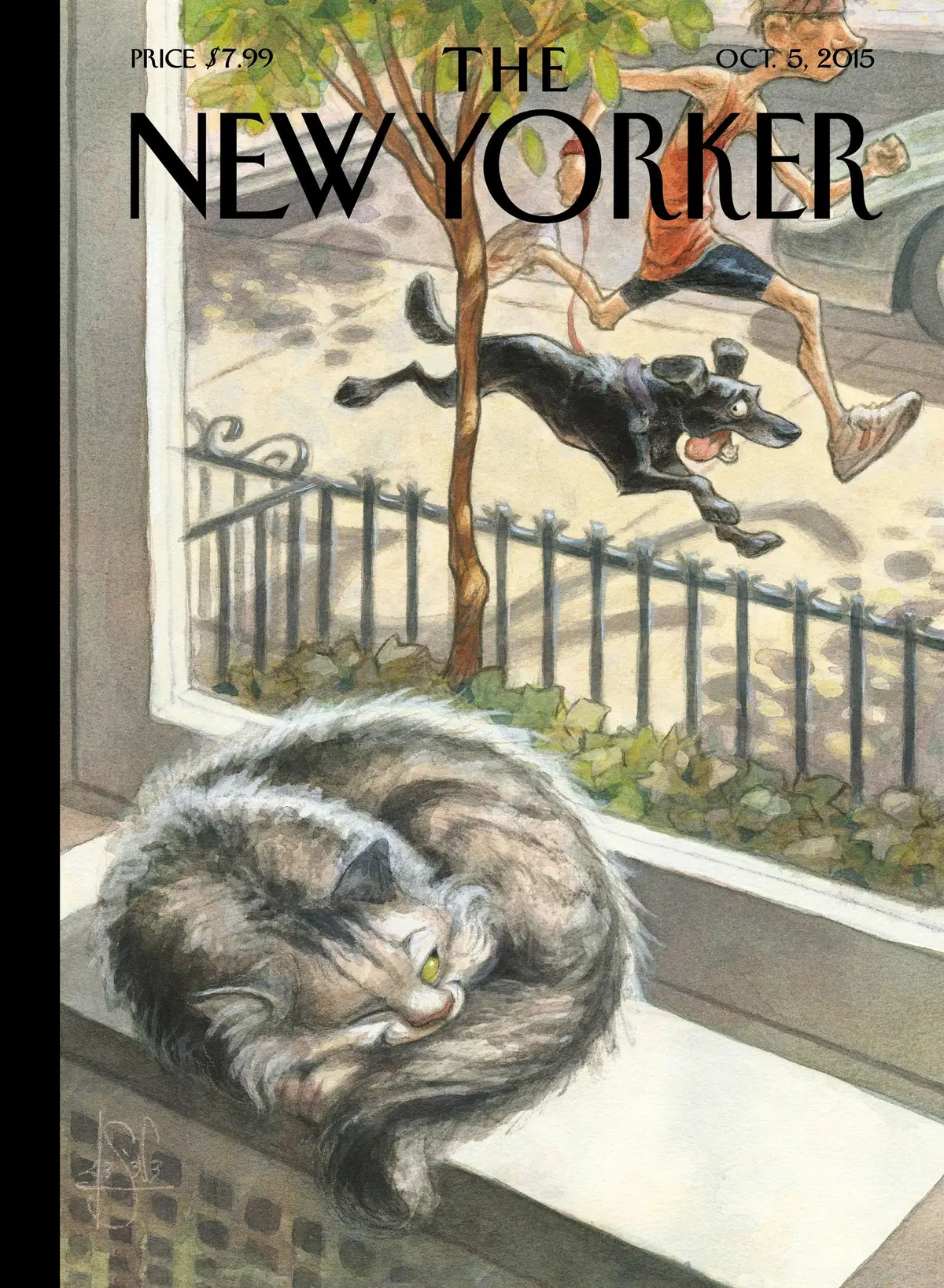 Обложка The New Yorker, 5 октября 2015: Кошачий сон, художник Питер де Сев
