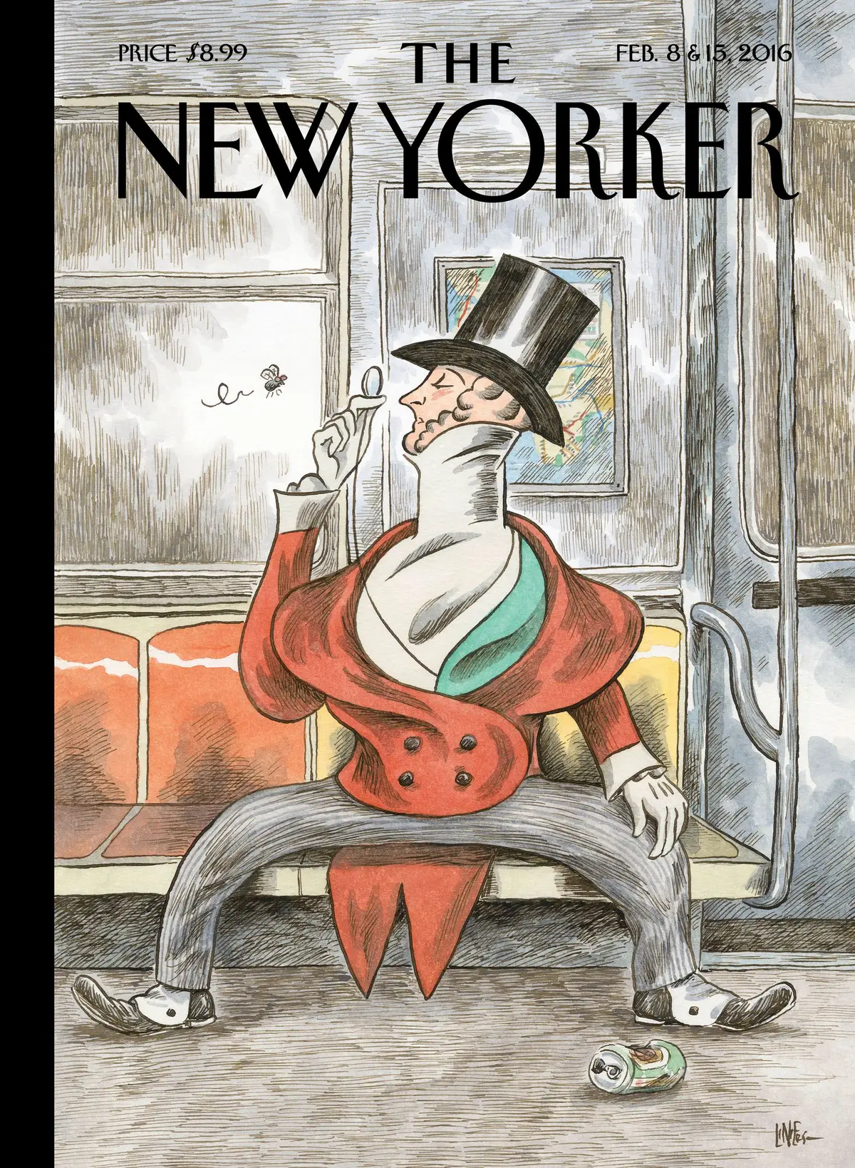 Обложка The New Yorker, 8 февраля 2016: Юстас расправляет крылья, художник Линьерс