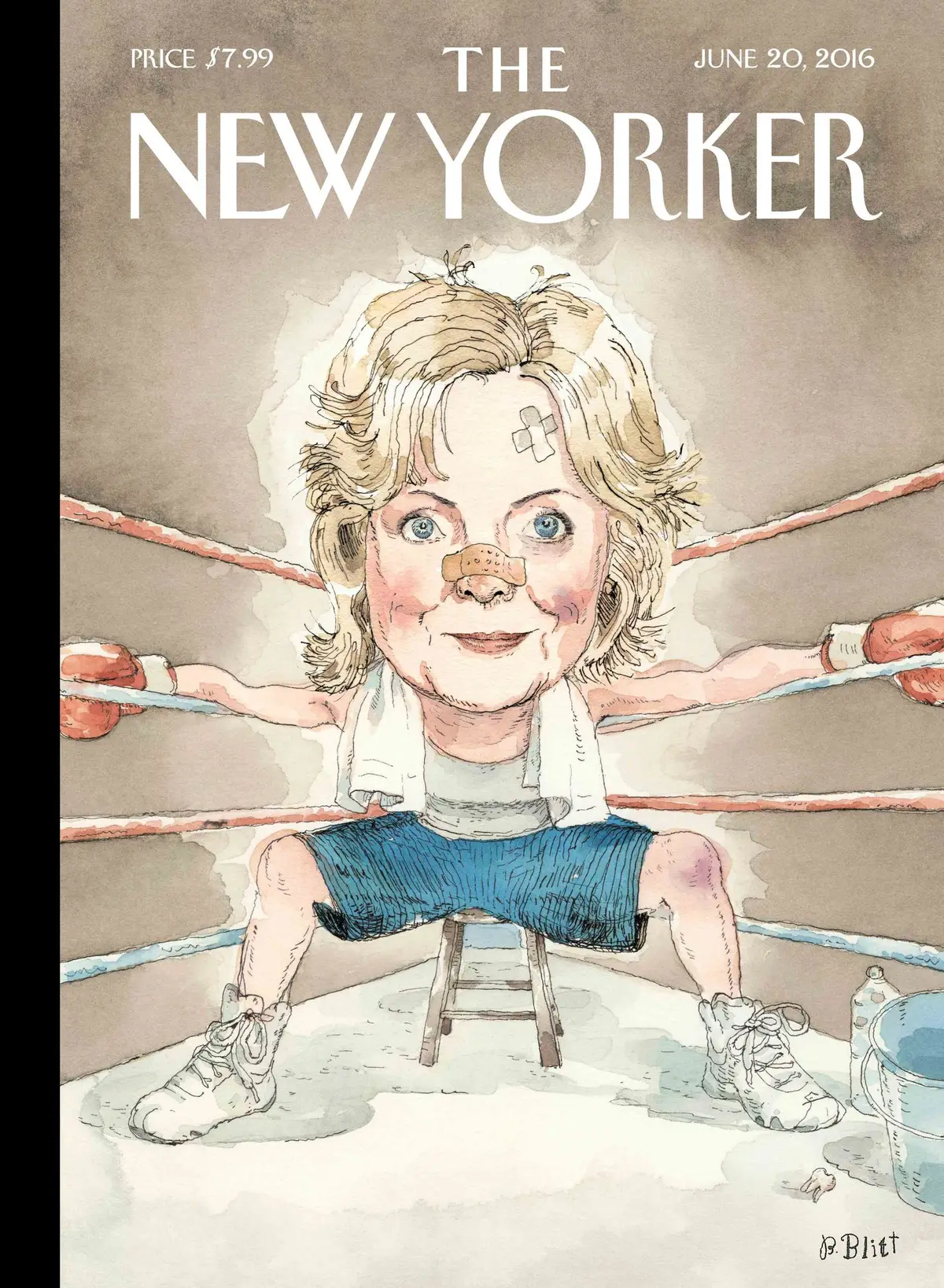 Обложка The New Yorker, 20 июня 2016: Готов к бою, художник Барри Блитт