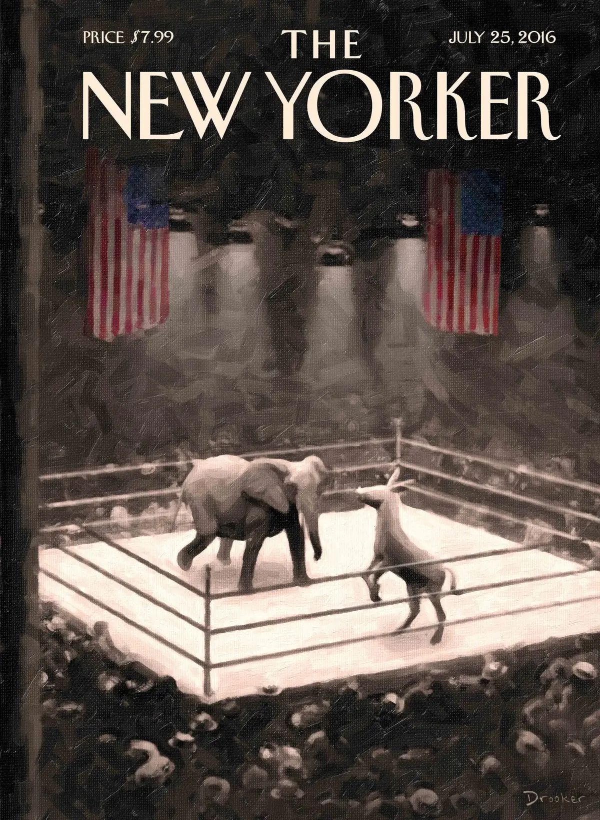 Обложка The New Yorker, 25 июля 2016: Борьба начинается, художник Эрик Друкер