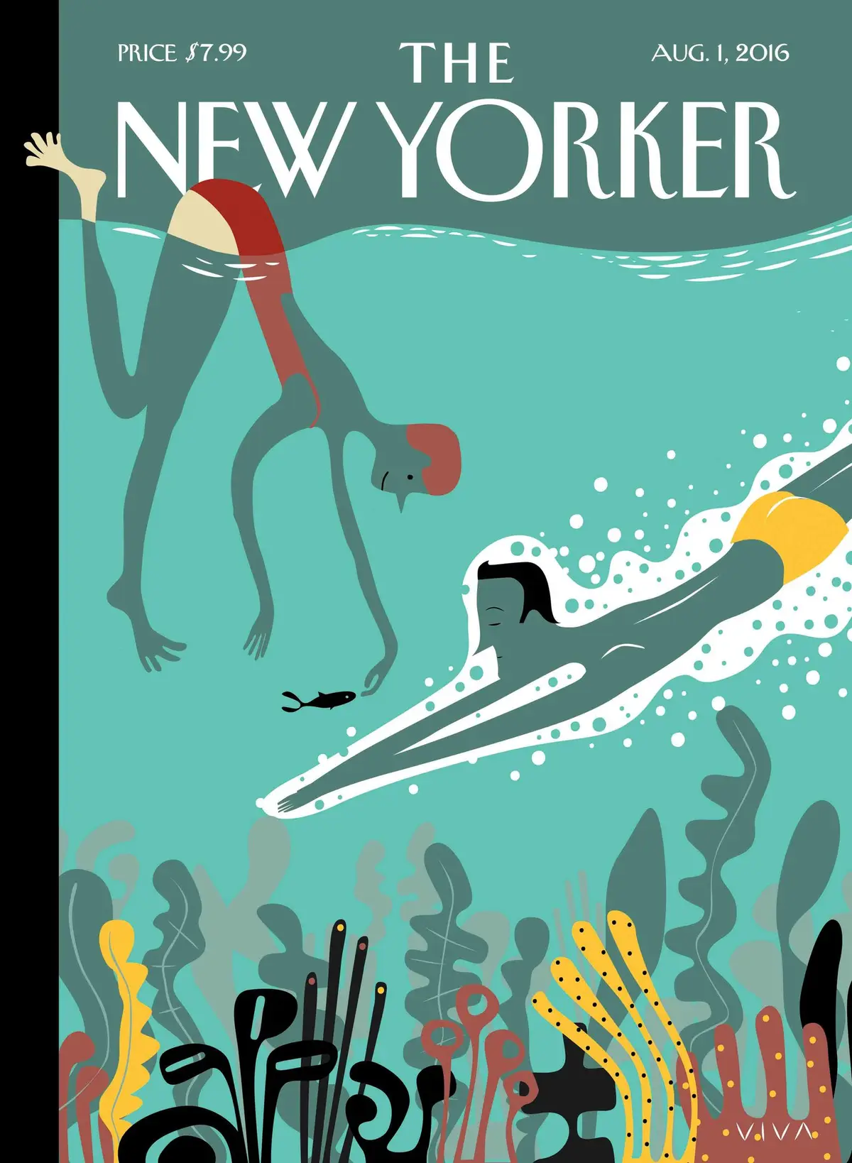 Обложка The New Yorker, 1 августа 2016: Под волнами, художник Фрэнк Вива