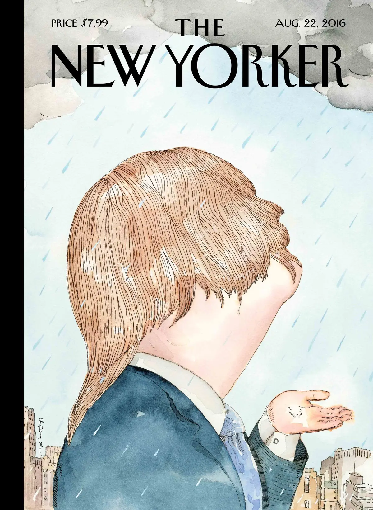 Обложка The New Yorker, 22 августа 2016: Дождливые дни Дональда, художник Барри Блитт