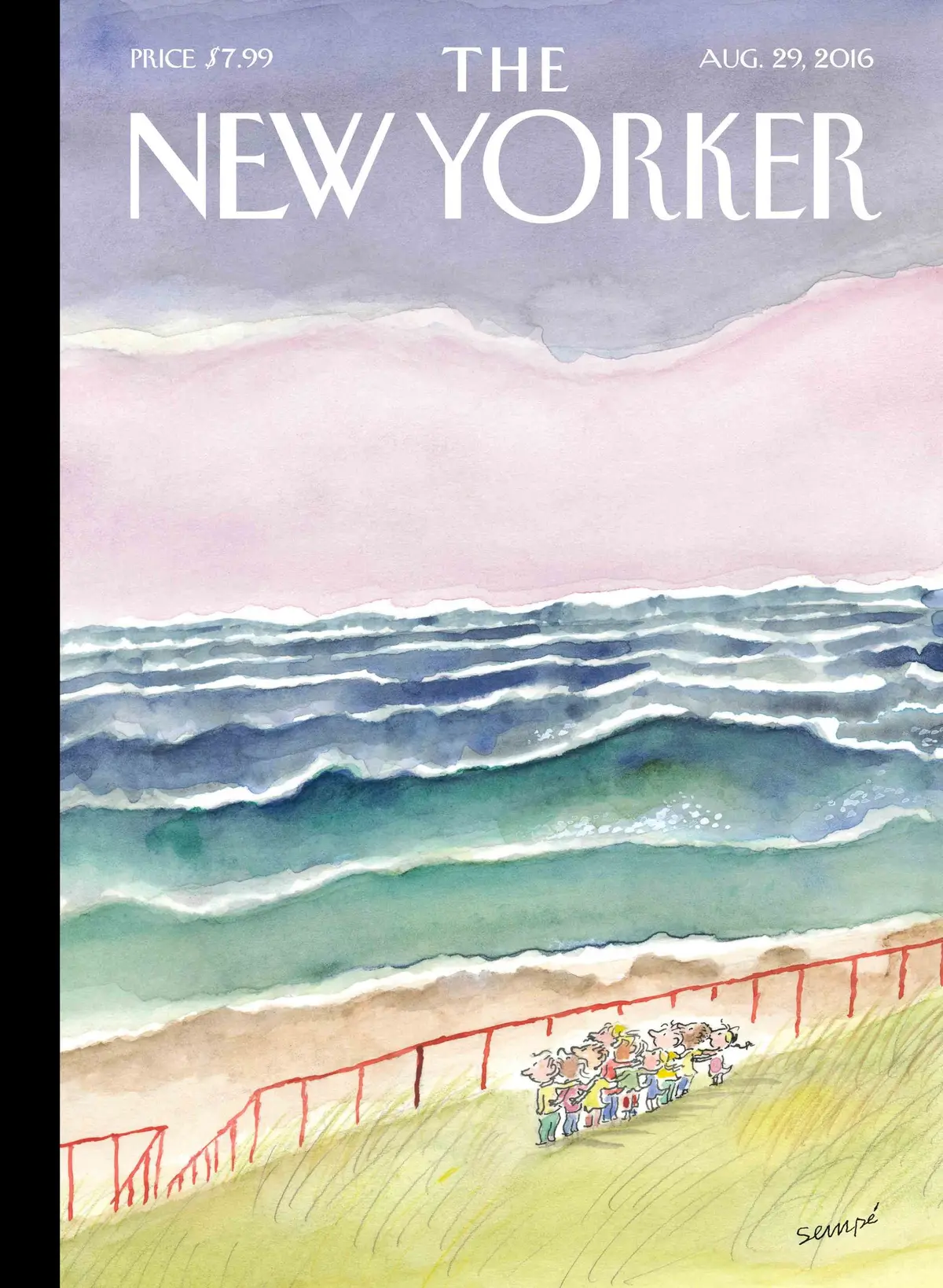 Обложка The New Yorker, 29 августа 2016: Волны, художник Жан-Жак Сампе