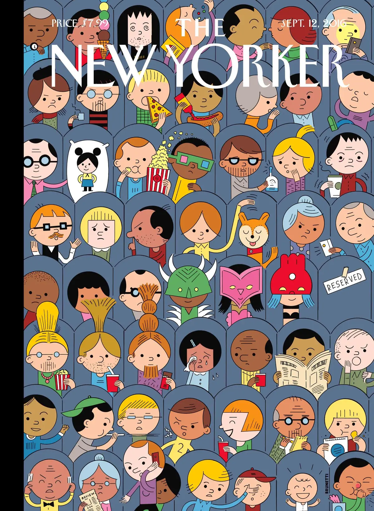 Обложка The New Yorker, 12 сентября 2016: В кино, художник Иван Брунетти
