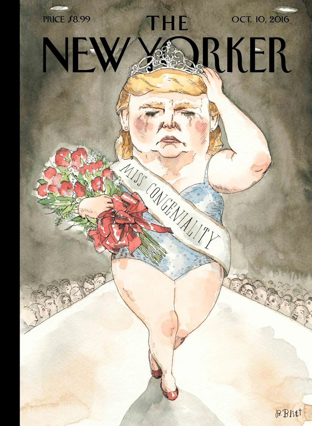 Обложка The New Yorker, 10 октября 2016: Мисс Конгениальность, художник Барри Блитт