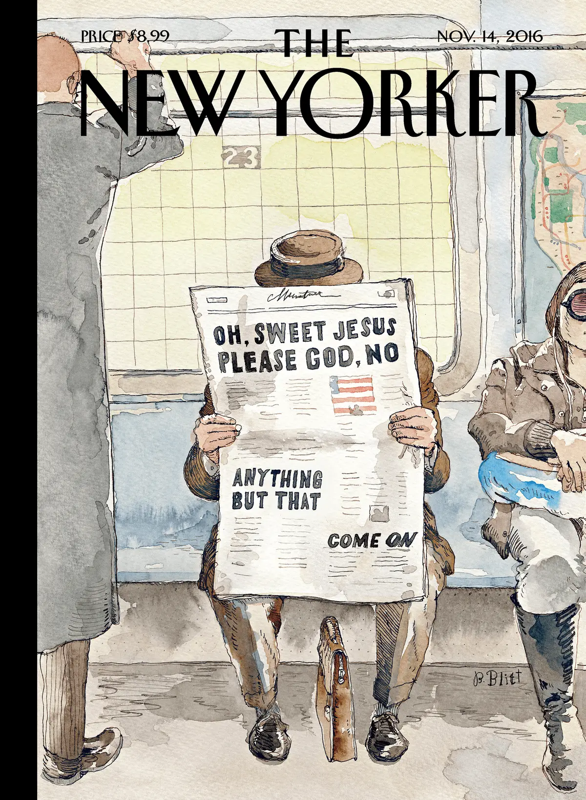 Обложка The New Yorker, 14 ноября 2016: Что угодно, только не это, художник Барри Блитт