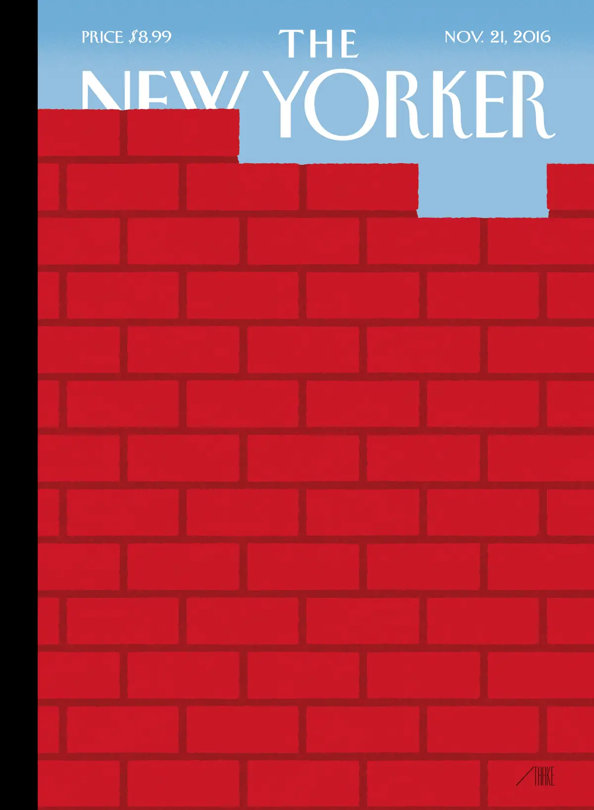 Обложка The New Yorker, 21 ноября 2016: Стена, художник Боб Стейк
