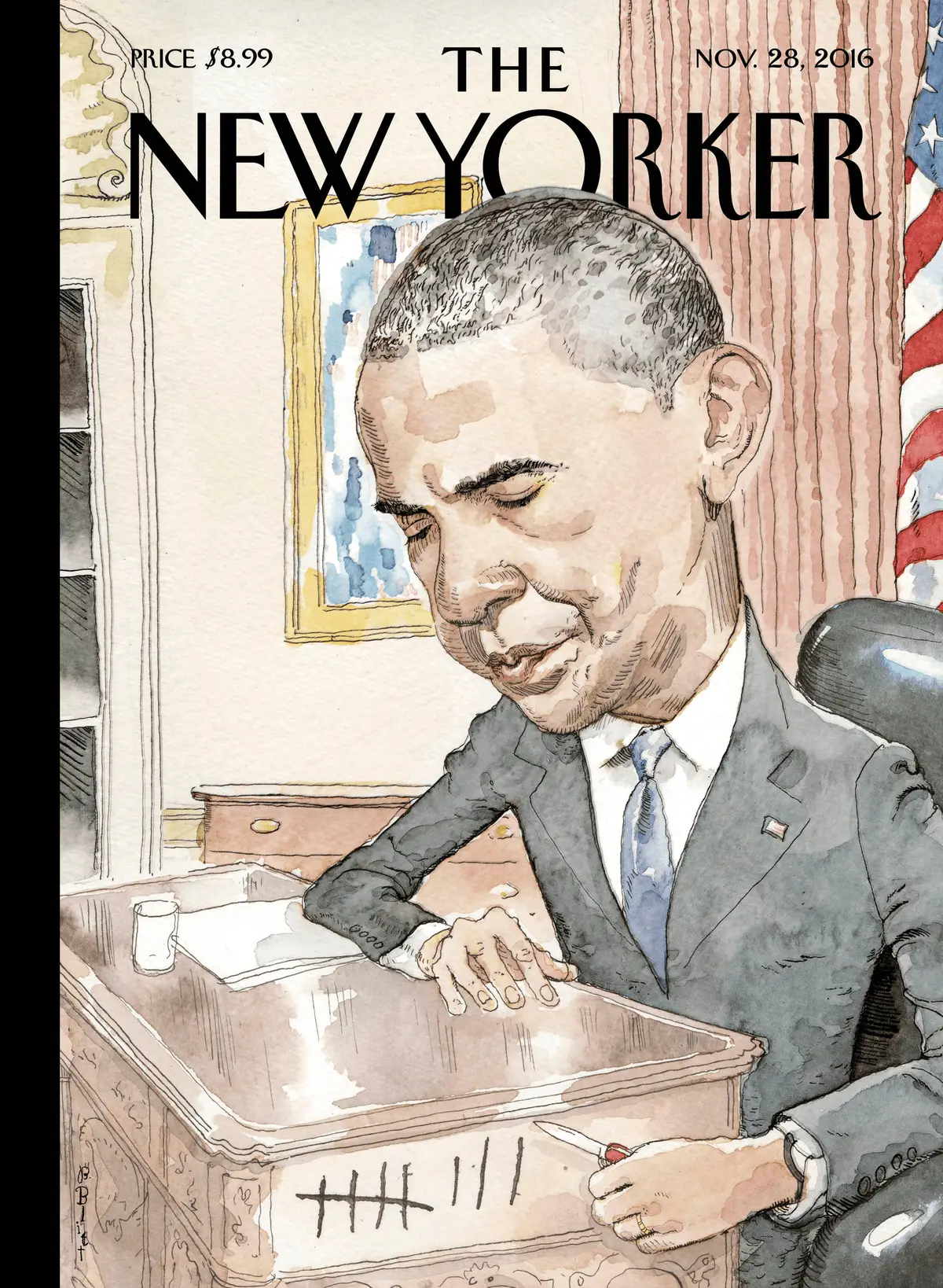 Обложка The New Yorker, 28 ноября 2016: Счёт, художник Барри Блитт