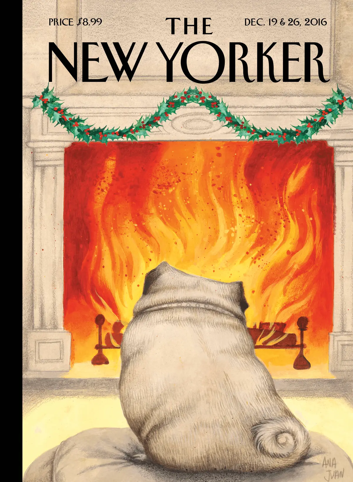 Обложка The New Yorker, 19 декабря 2016: Рождественский пёс, художник Ана Хуан